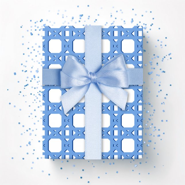 Chinoiserie Cane Trellis in Blue Presentpapper (Skapare uppladdad)