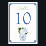 Chinoiserie Chartreuse Grönt Navy Blue Bröllop Bordsnummer<br><div class="desc">Blommigten för tidslösa vattenområden/ro arrangemang i neutralt färg i blå och vit ingefära burk vas. När det gäller gräns i Nyckel i Grekland kan du ändra färg genom att ändra bakgrunden färg på båda sidor (ange verktyg genom att klicka på / knacka för att anpassa den ytterligare). ***Var medveten om...</div>