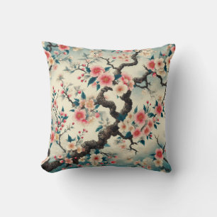 Chinoiserie Cherry Blommar Sakura Mönster Kudde