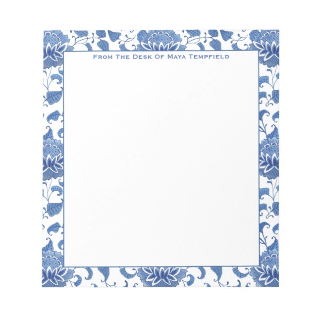 Chinoiserie Chic Antik blå och vit ingefärakruka Anteckningsblock (Framsida)