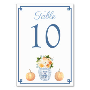 Chinoiserie Chic Autumn Flowers Ginger Burk Bröllo Bordsnummer