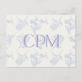 Chinoiserie Chic Blommigt Monogrammed vykort
