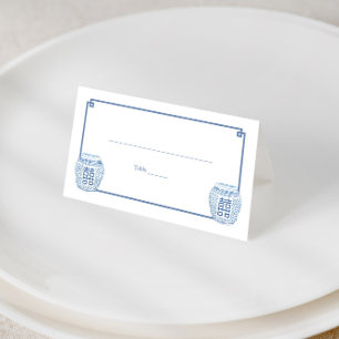 Chinoiserie Chic Blue and White Ginger Burk Bröllo Placeringskort