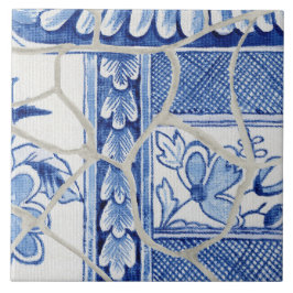 Chinoiserie Chic Blue White Chinese Blommigt Pagod Kakelplatta