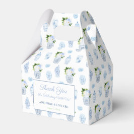 Chinoiserie Chic Chartreuse Navy Bröllopsdusch Presentaskar