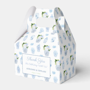 Chinoiserie Chic Chartreuse Navy Bröllopsdusch Presentaskar