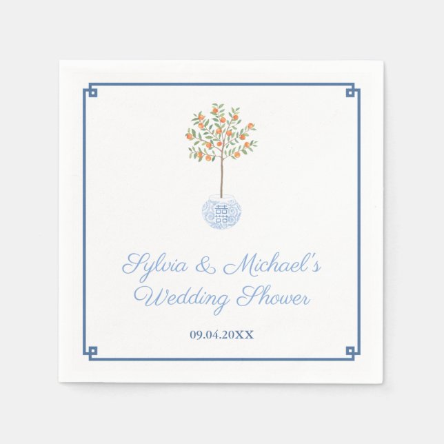 Chinoiserie Chic Citrus Orange Träd Möhippa Pappersservett (Framsidan)