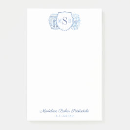 Chinoiserie Chic Dam Blue and White Monogram Post-it Block