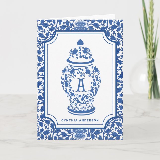Chinoiserie Chic GingerJar | Monogram A | Anteckni Kort (Framsida)