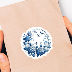 Chinoiserie Chic Hydrangeas & Bluebird Wandeandpac Klistermärken