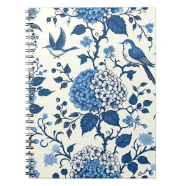 Chinoiserie Chic, Hydrangeas och Bluebirds Anteckningsbok
