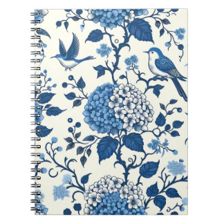 Chinoiserie Chic, Hydrangeas och Bluebirds Anteckningsbok