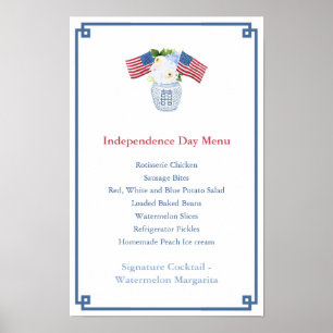 Chinoiserie Chic juli 4:e Party Menu Poster