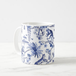 Chinoiserie Chic Jungle Toile   Blå och vit Kaffemugg