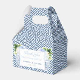 Chinoiserie Chic Navy White Grekiska Nyckel Bröllo Presentaskar