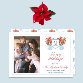 Chinoiserie Chic Poinsettia Family Photo jul Julkort