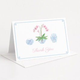 Chinoiserie Chic Rosa Orchidé Bröllopsdusch Tack Kort