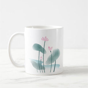 Chinoiserie Chinese Bläck Tvättar Blommigten Paint Kaffemugg