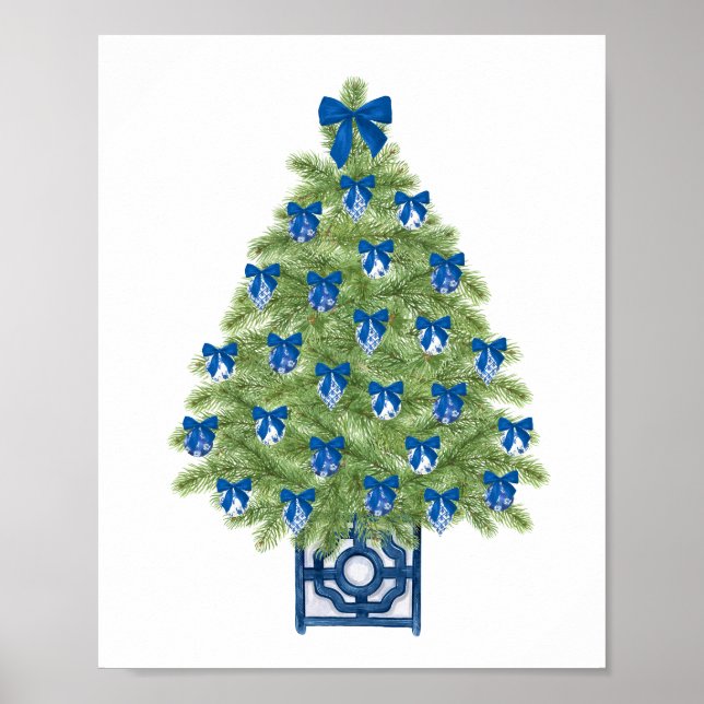 Chinoiserie Christmas Tree Art Print Poster (Framsidan)