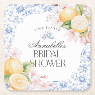 Chinoiserie Citron Te-fest Bröllopsdekor Underlägg Papper Kvadrat
