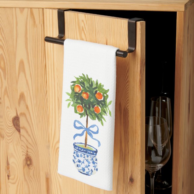 Chinoiserie Citrus Topiary Tree Kitchen Towel Kökshandduk (Thirds Fold)