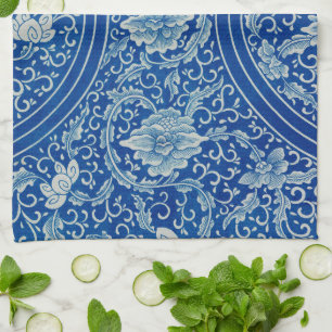 Chinoiserie Classic Chinese Blommigt Blue White Kökshandduk