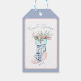 Chinoiserie Coastal Grandma Stocking Presentetikett
