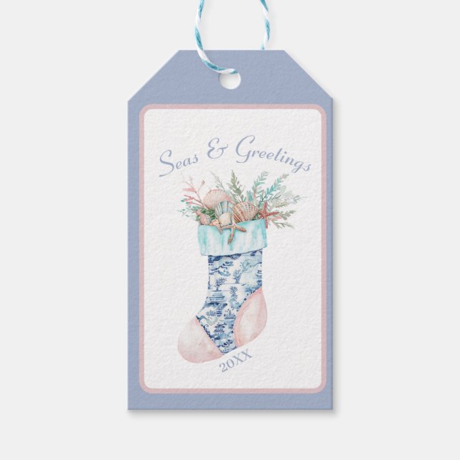 Chinoiserie Coastal Grandma Stocking Presentetikett (Framsidan)