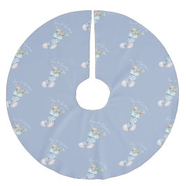 Chinoiserie Coastal Grandma Stocking Träd Skirt Julgransmatta Borstad Polyester