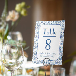 Chinoiserie Delft Blått Mönster Bordnummer Inbjudningar