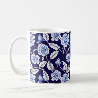 Chinoiserie Delft Blue Blommigt Porcelain Mönster Kaffemugg