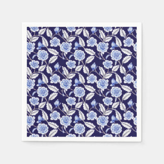 Chinoiserie Delft Blue Blommigt Porcelain Mönster Pappersservett
