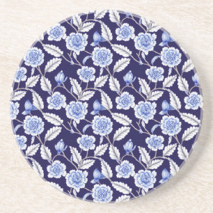 Chinoiserie Delft Blue Blommigt Porcelain Mönster Underlägg