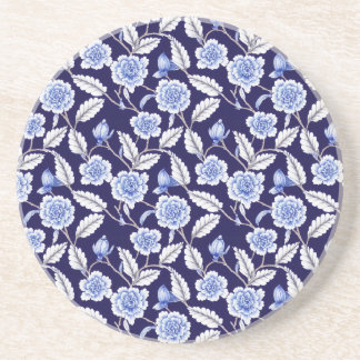 Chinoiserie Delft Blue Blommigt Porcelain Mönster Underlägg