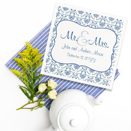 Chinoiserie Delft Blue Mönster ・ Personligt bröllp Pappersservett