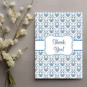 Chinoiserie Delft Blue Mönster ・ Personligt bröllp Tack Kort