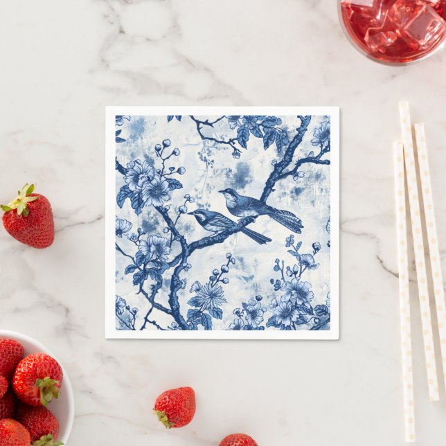 Chinoiserie Delight: Fåglar bland Löv Napkin Pappersservett (Insitu)