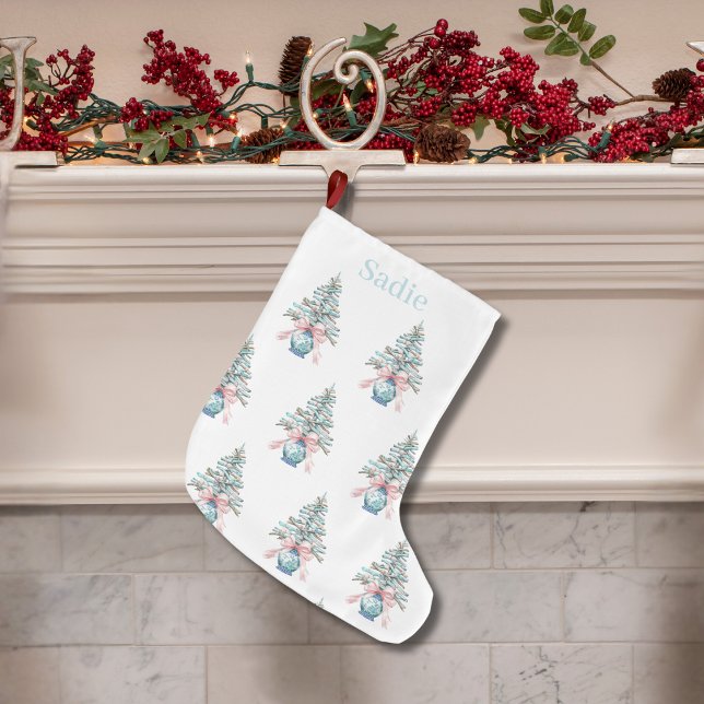 Chinoiserie Driftwood Julgran Pot Stor Julstrumpa (Chinoiserie Driftwood Christmas Tree Pot Large Christmas Stocking)