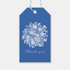 Chinoiserie dusty blue floral thank you favor presentetikett