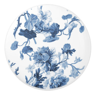 Chinoiserie English Ro Blommigt Delft Blue White Knopp