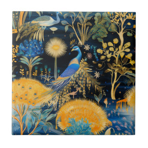 Chinoiserie Exotiska Fåglar Botaniskt Mönster (10) Kakelplatta