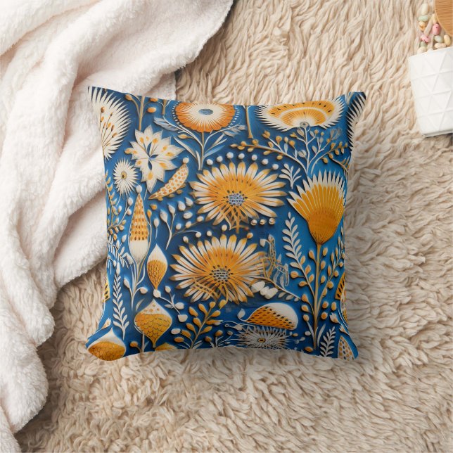 Chinoiserie Exotiska Fåglar Botaniskt Mönster (7) Kudde (Filt)
