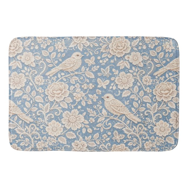 Chinoiserie Fågel och blommor Sömlöst mönster Badrumsmatta (Framsidan)