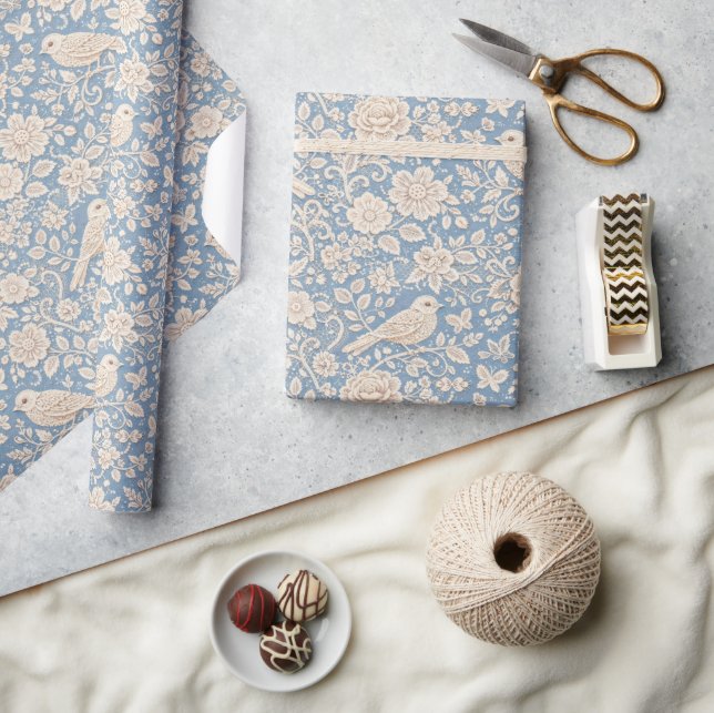 Chinoiserie Fågel och blommor Sömlöst mönster Presentpapper (Hantverk)