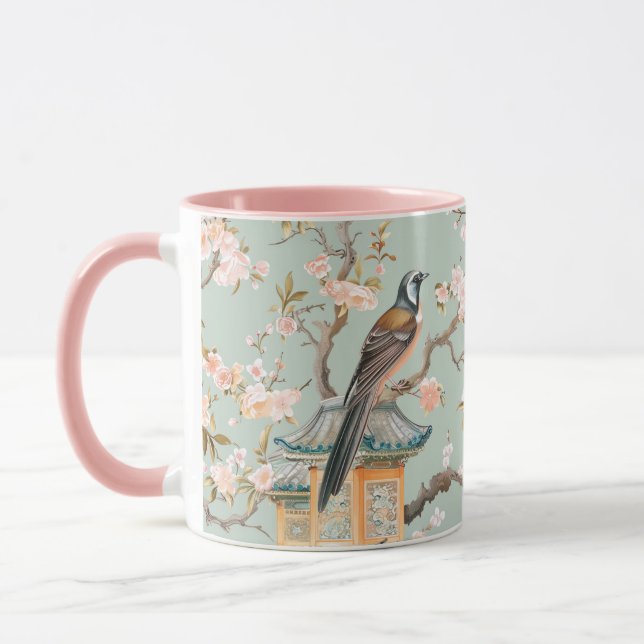 Chinoiserie Fågel & Rosa Körsbärsblom Mug Mugg (Vänster)