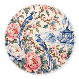 Chinoiserie Fåglar och Blommor Draghandtag Knopp