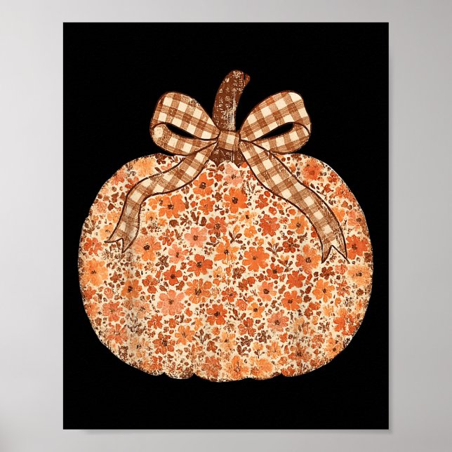 Chinoiserie Fall Pumpkin Blommigt Halloween Funny  Poster (Framsidan)