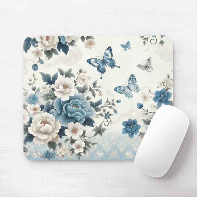 Chinoiserie Flowers och Butterflies Musmatta (Med mus)