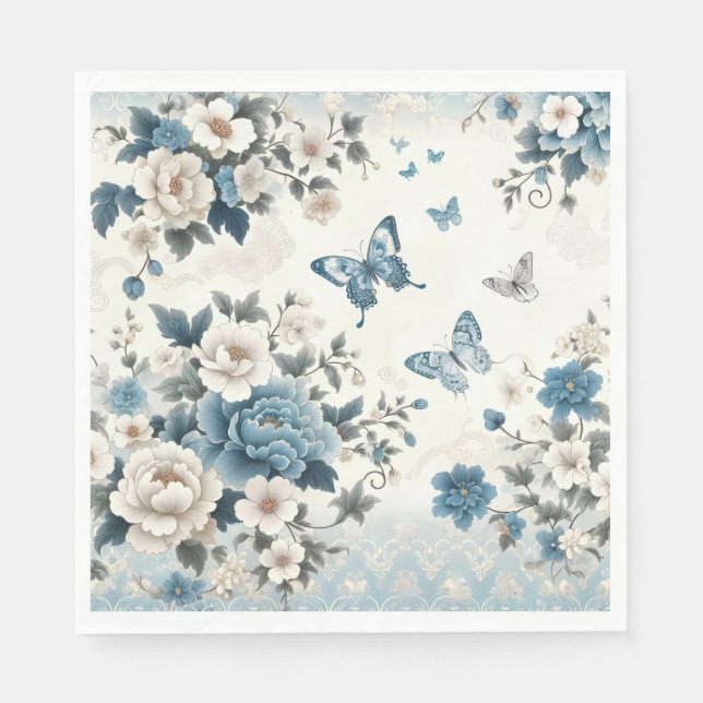Chinoiserie Flowers och Butterflies Pappersservett (Framsidan)