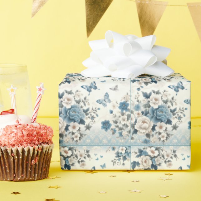 Chinoiserie Flowers och Butterflies Presentpapper (Födelsedagsfest)